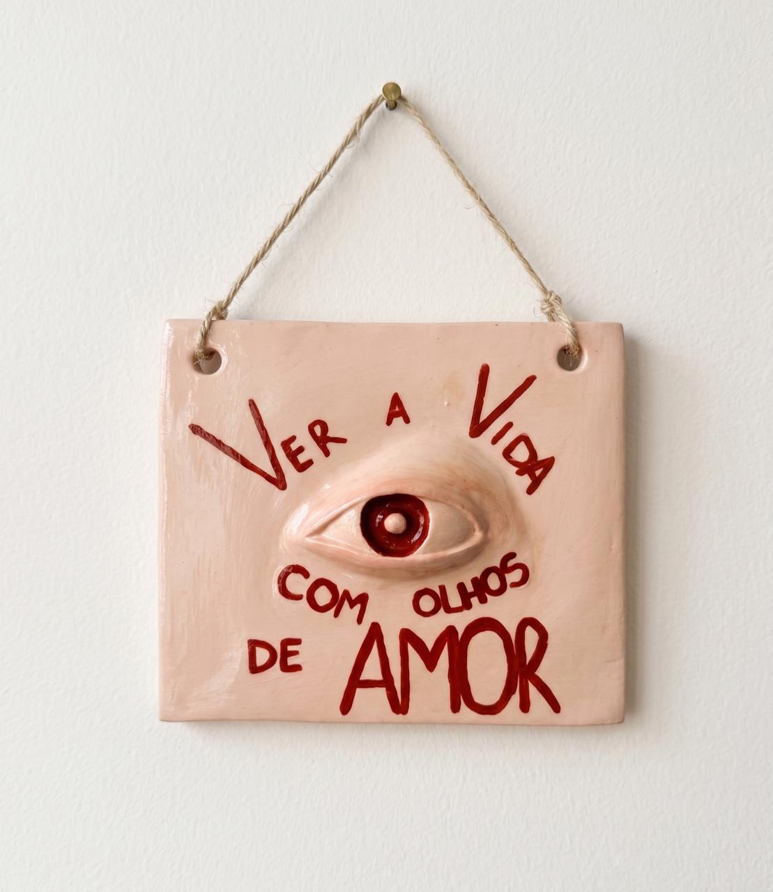 Placa Decorativa Olhos de Amor